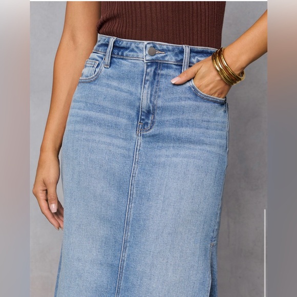 Side Slit Denim Skirt - Picture 2 of 7